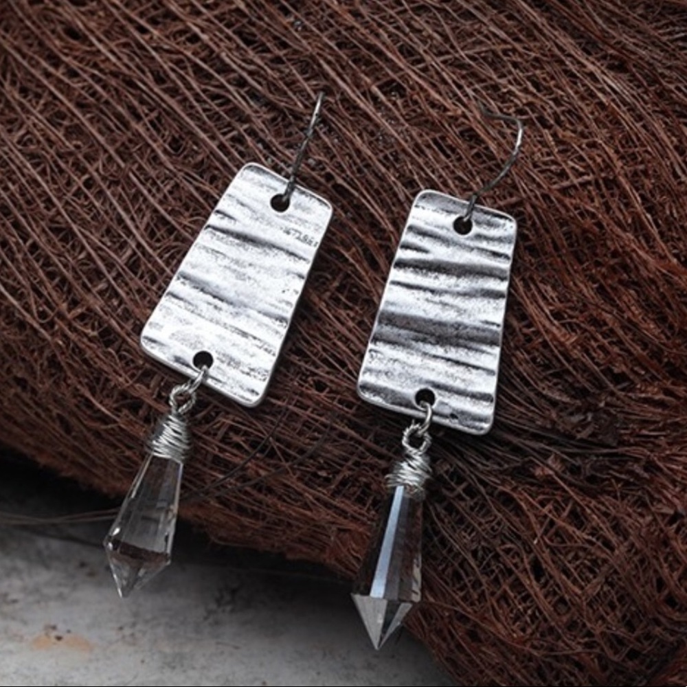 New Waterdrop Crystal Earrings Silver